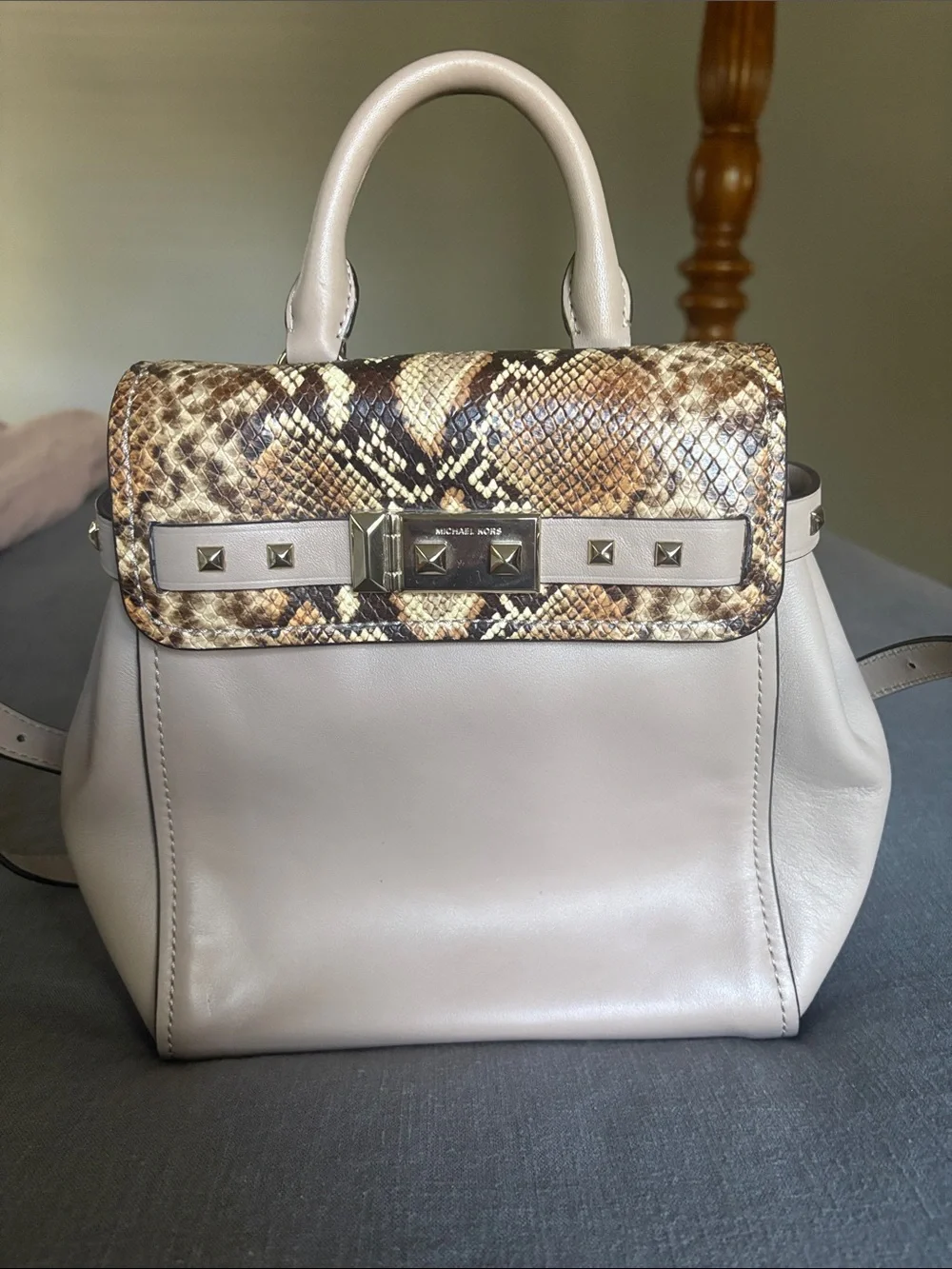 Michael Kors Beige backpack with Snake-Print Flap new never used